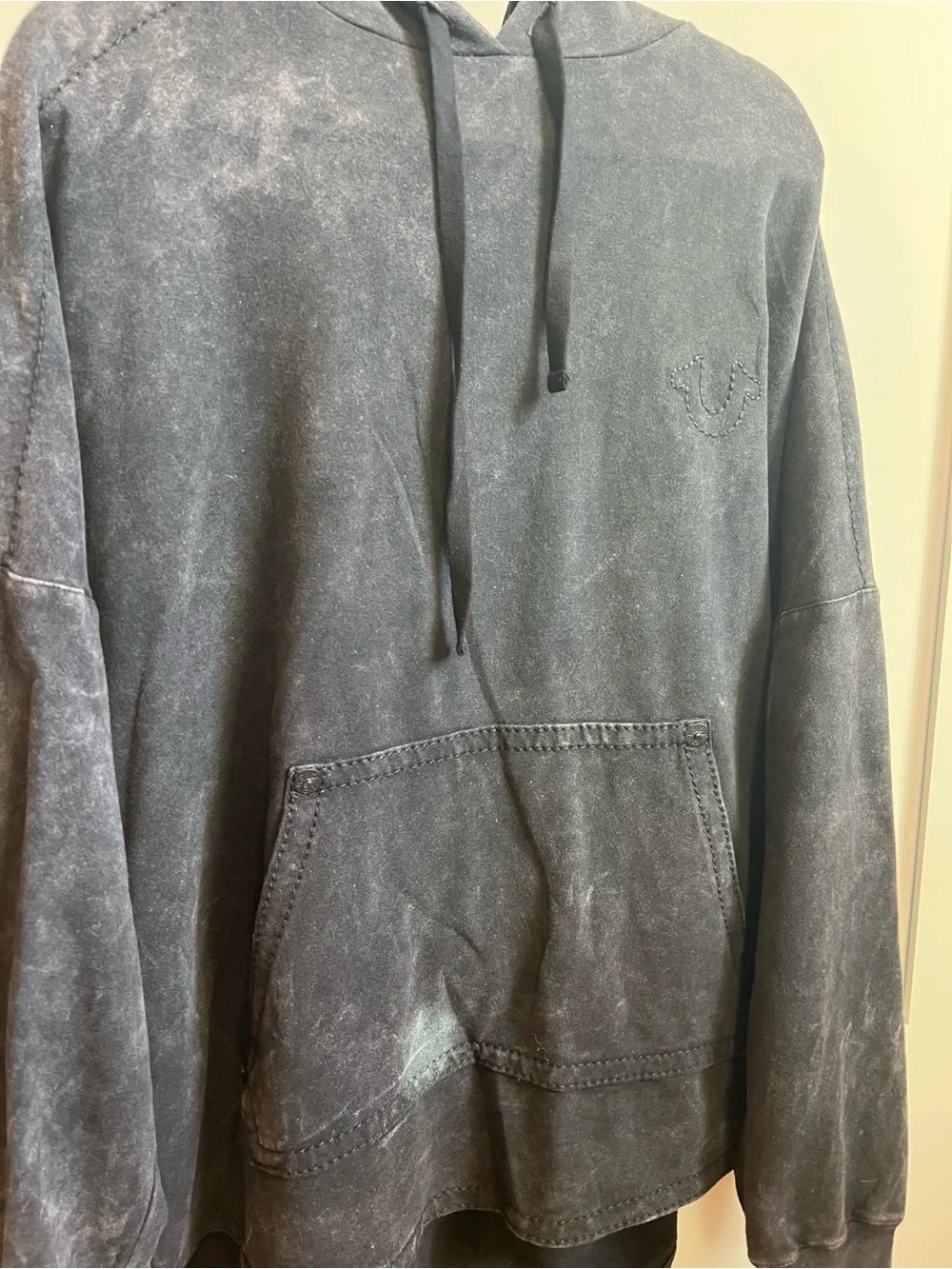 True Religion Washed Black Pullover Hoodie